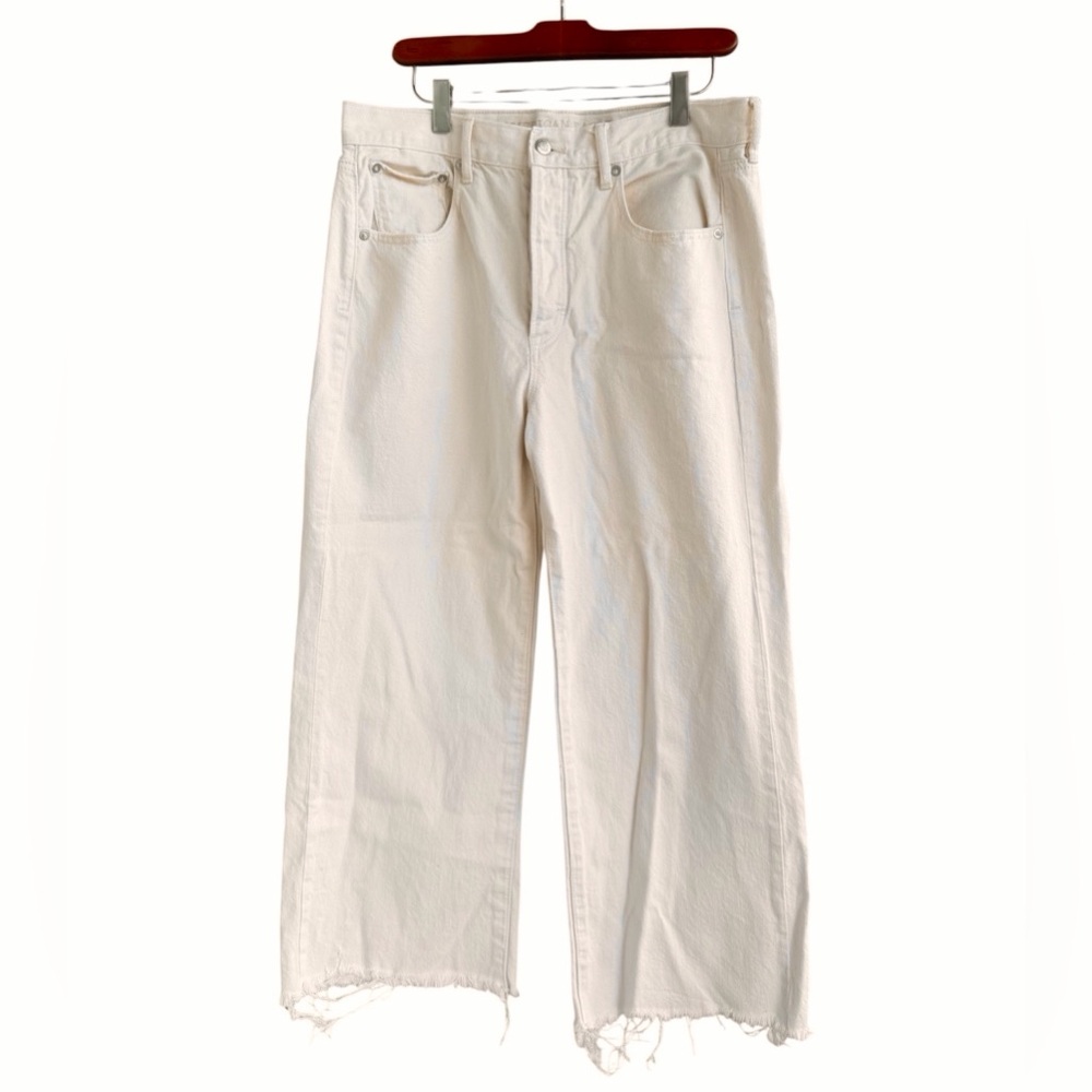 American Eagle Wide Leg Crop Cream Regular Length Jeans size 12